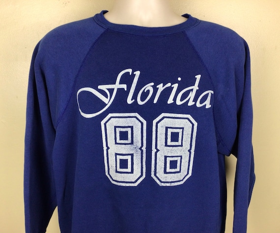 Vtg 1988 Florida Raglan Crewneck Sweatshirt Blue … - image 1