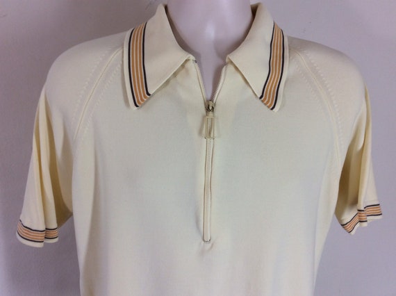 Vtg 60s 70s Puritan Ban Lon Half Zip Raglan Polo S