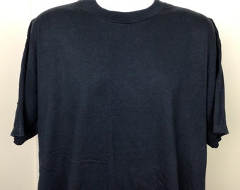 Vtg 90s Jerzees Plain Black T-Shirt XXL Blank 100% Cotton Made In USA