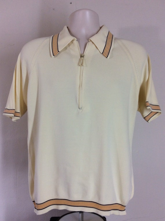 Vtg 60s 70s Puritan Ban Lon Half Zip Raglan Polo S