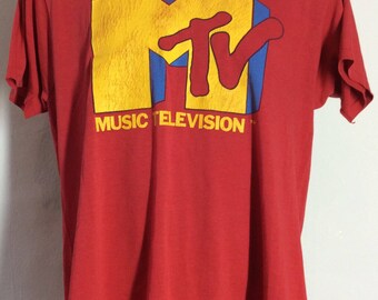 Vtg Early 80s I Want My MTV T-Shirt Red L/XL Screen Stars Pop Culture TV Music