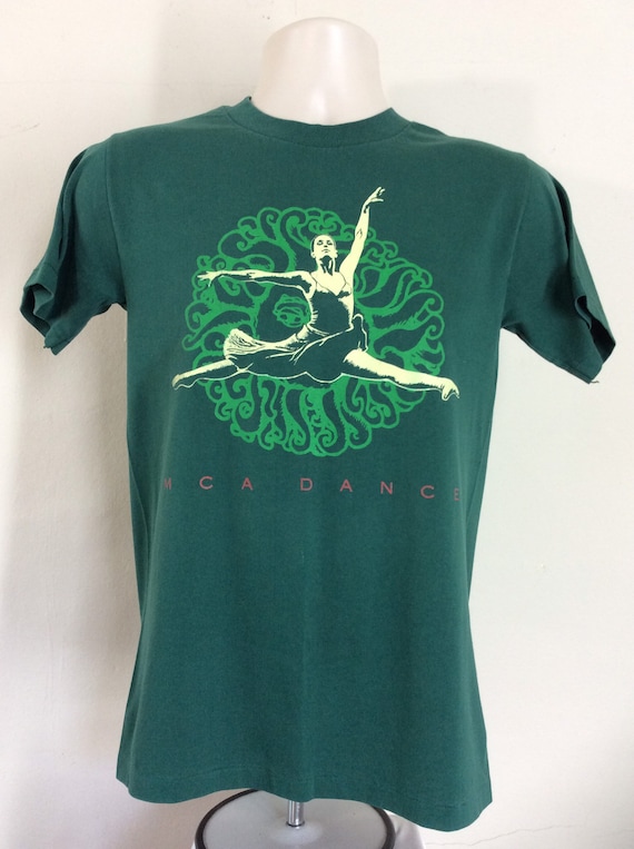 Vtg Early 90s MCA Dance T-Shirt Green S Museum Of… - image 2