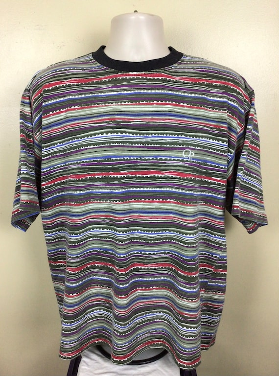 Vtg 80s 90s OP Ocean Pacific Striped T-Shirt M/L … - image 2