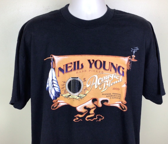 Vtg 1999 Neil Young Solo Acoustic Tour Concert T-shirt XL 90s