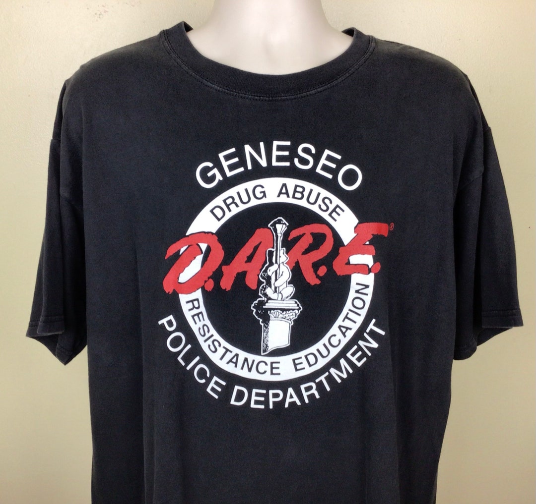 Vtg 90s Dare Drug Abuse Resistance Education Tshirt Black XL Geneseo D