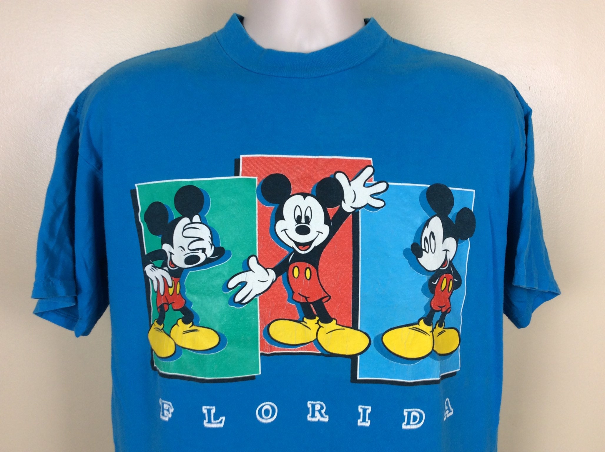 Vtg 90s Mickey Mouse Florida T-shirt Turquoise Blue L Disney Vtg 90s Mickey Mouse Florida T-shirt Turquoise Blue L Disney