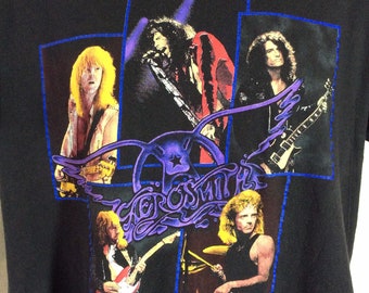 Vtg 1990 Aerosmith Pump Tour Concert T-shirt Black L 90s