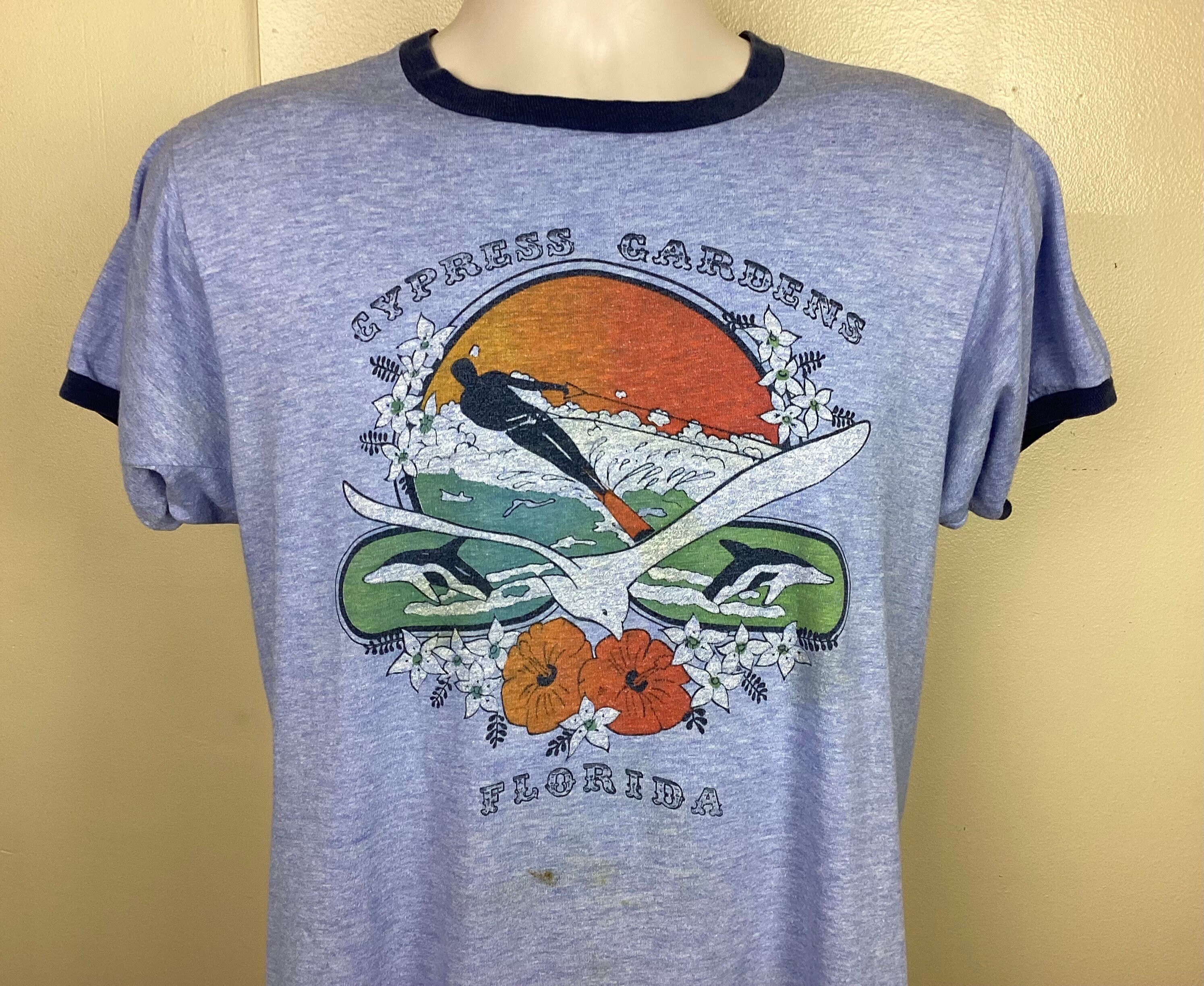 70s フロリダリンガーT Vtg 70s Cypress Gardens Florida Ringer T-shirt M/L Water