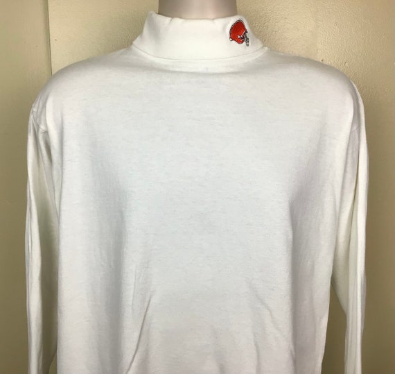 Vtg 90s Cleveland Browns Turtleneck Shirt White M… - image 2