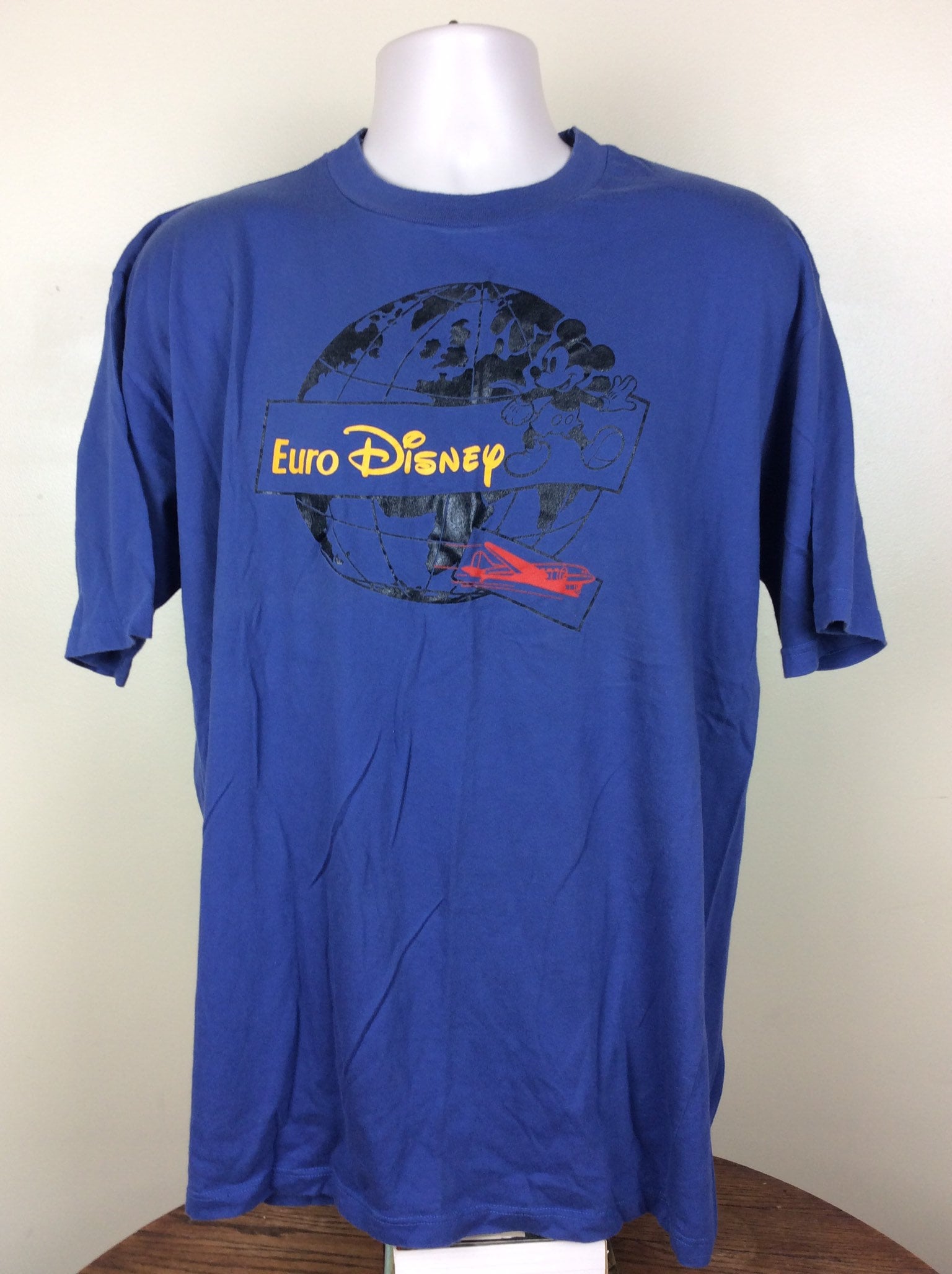 Vtg 90s Euro Disney T-shirt Blue XL Theme Amusement Park Vtg 90s Euro Disney T-shirt Blue XL Theme Amusement Park
