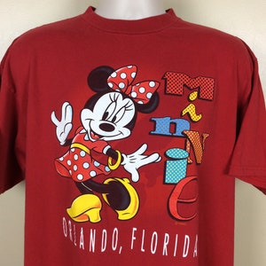 Vtg 90s Minnie Mouse Orlando Florida T-Shirt Red XL Mickey Unlimited Walt Disney World image 1