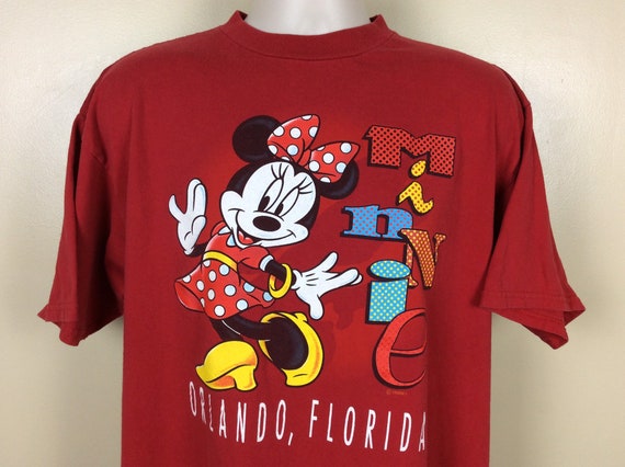 Vtg 90s Minnie Mouse Orlando Florida T-Shirt Red … - image 1