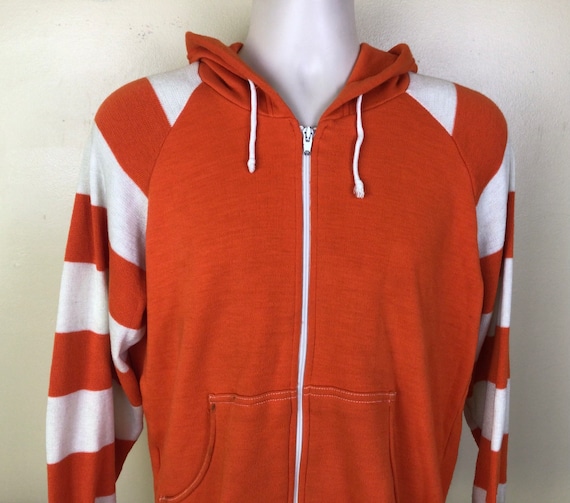 Vtg 70s 80s White Stag Speedo Full Zip Up Hooded Sweatshirt M Hoodie Made In Japan Stripes Striped