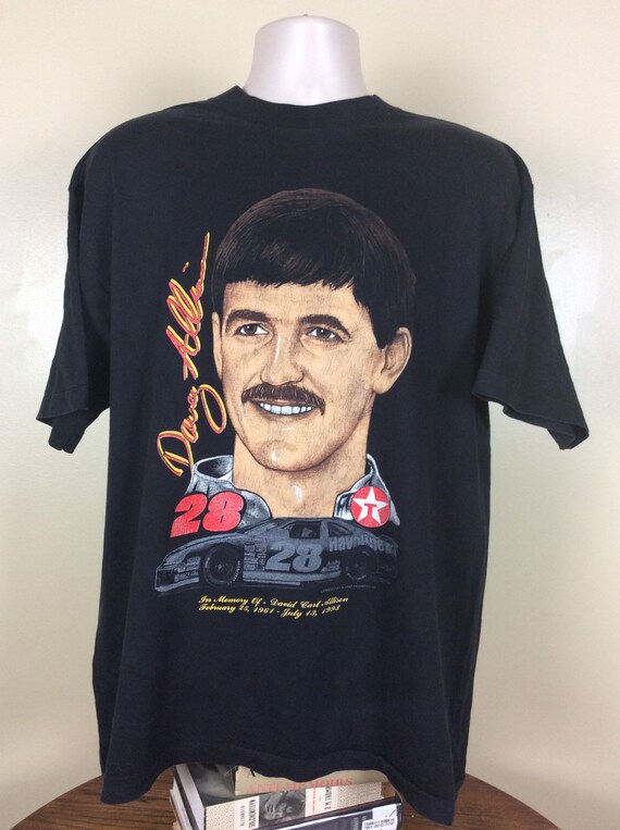 Vtg 1993 Davey Allison T-shirt Black XL 90s NASCAR Driver Auto