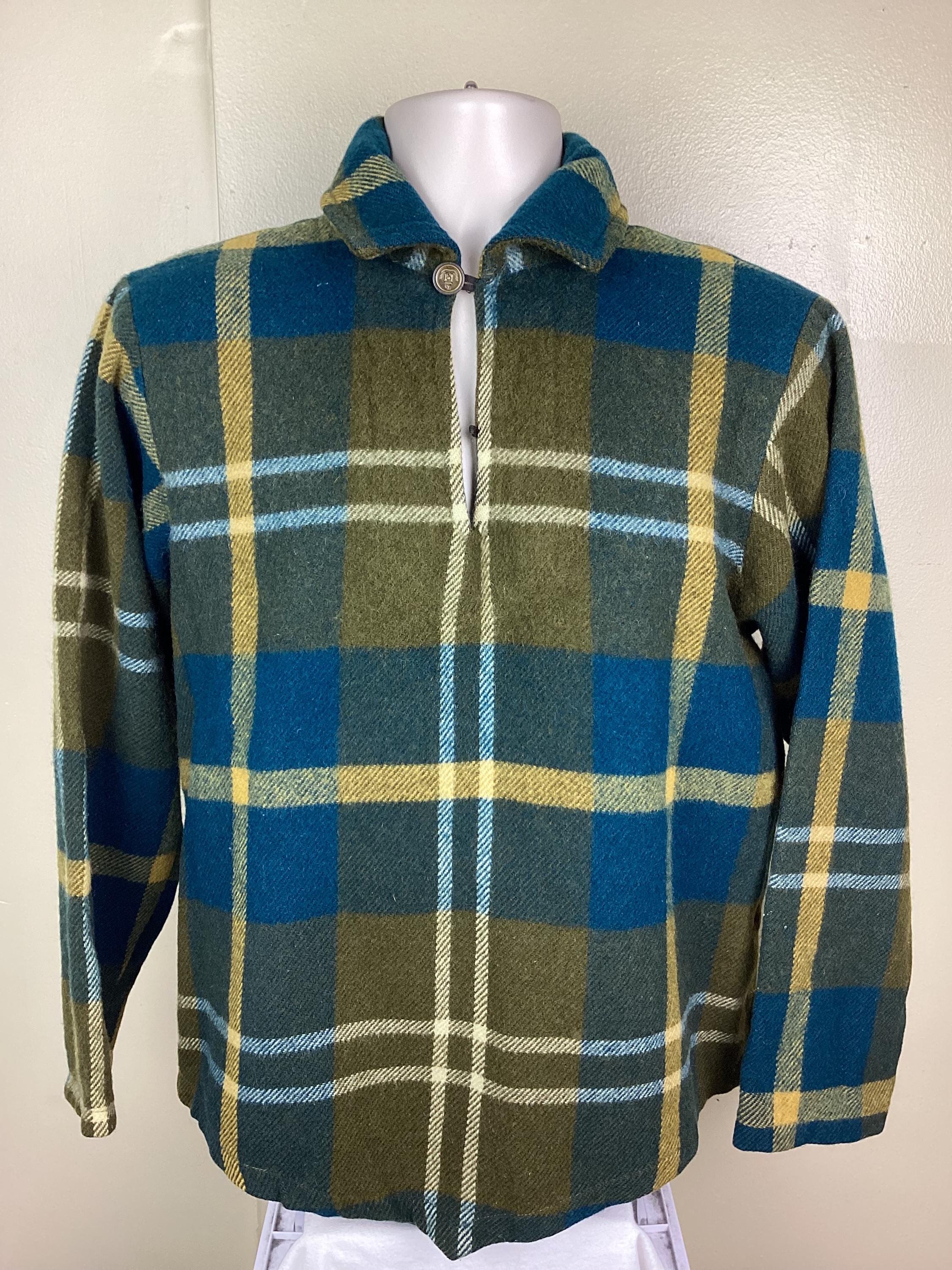 60s〜 Woolrich Wool Hunting JKT USA Vintage 50s 60s Woolrich Pullover Wool Flannel Hunting Jacket Blue