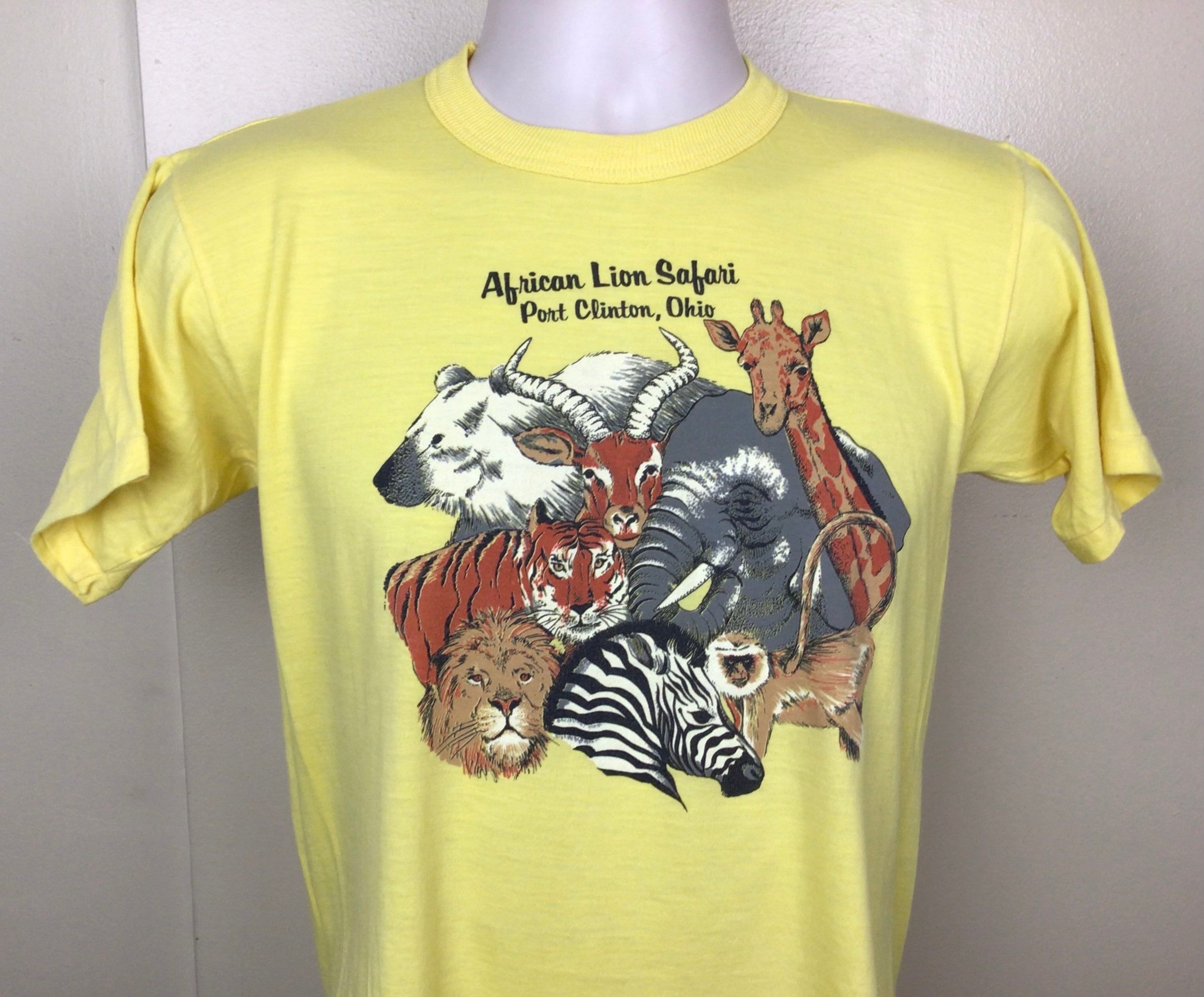 Vtg 80s African Lion Safari Port Clinton Ohio T-shirt Yellow M