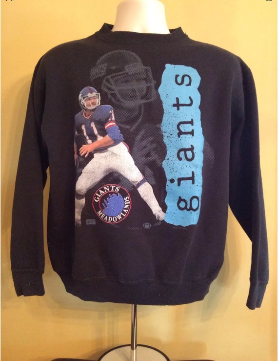 Vtg 90s New York Giants Phil Simms Sweatshirt Bla… - image 1