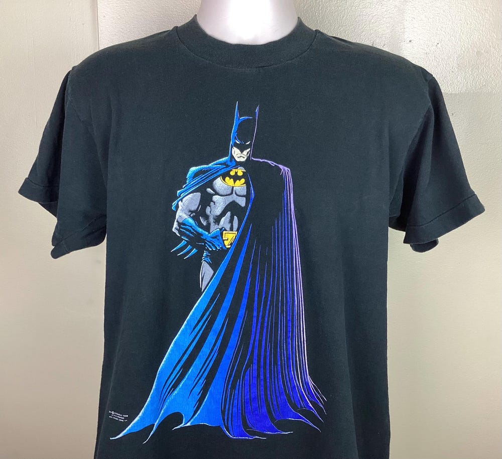 Vtg 1988 Batman T-Shirt Black L 80S Dc Comics Character Comic Book Single Stitch Fruit Of The Loom