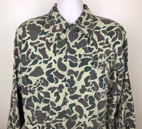 Vtg 70s 80s Duck Camo Hunting Shirt Jacket Green … - image 1