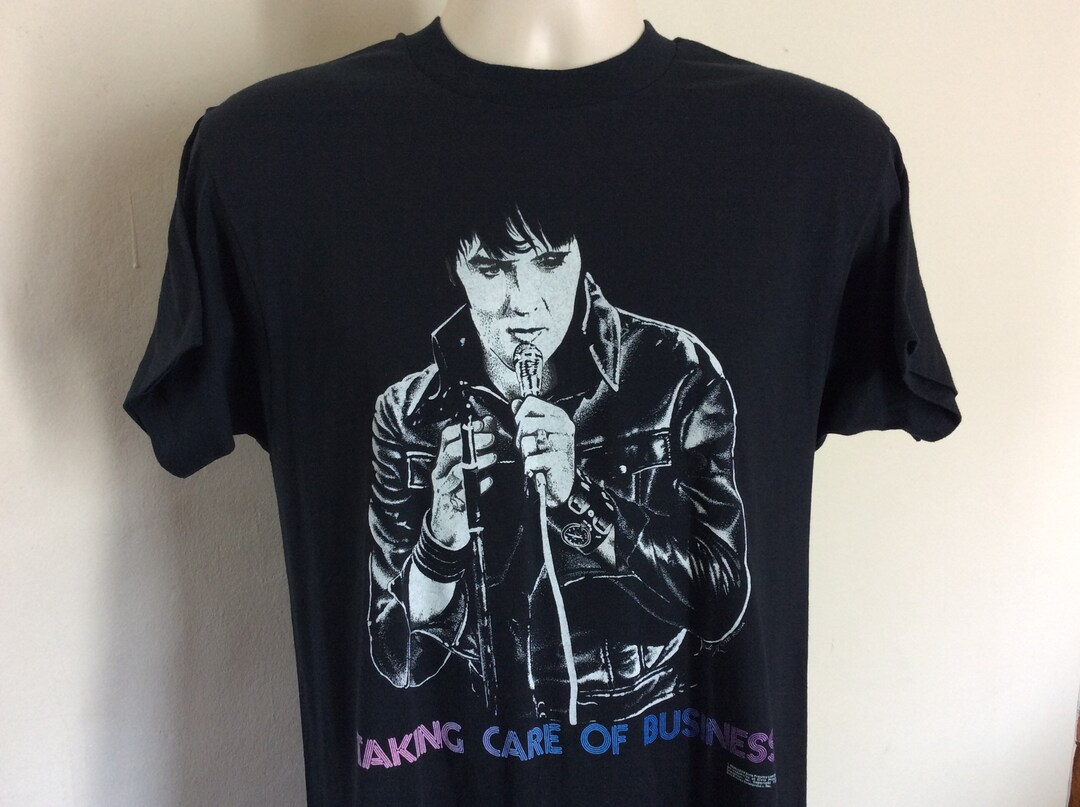 Vtg 1989 Elvis Presley Taking Care of Business T-shirt Black