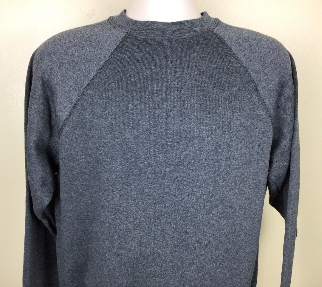 Vtg 80s 90s Tultex Plain Charcoal Gray Raglan Crewneck