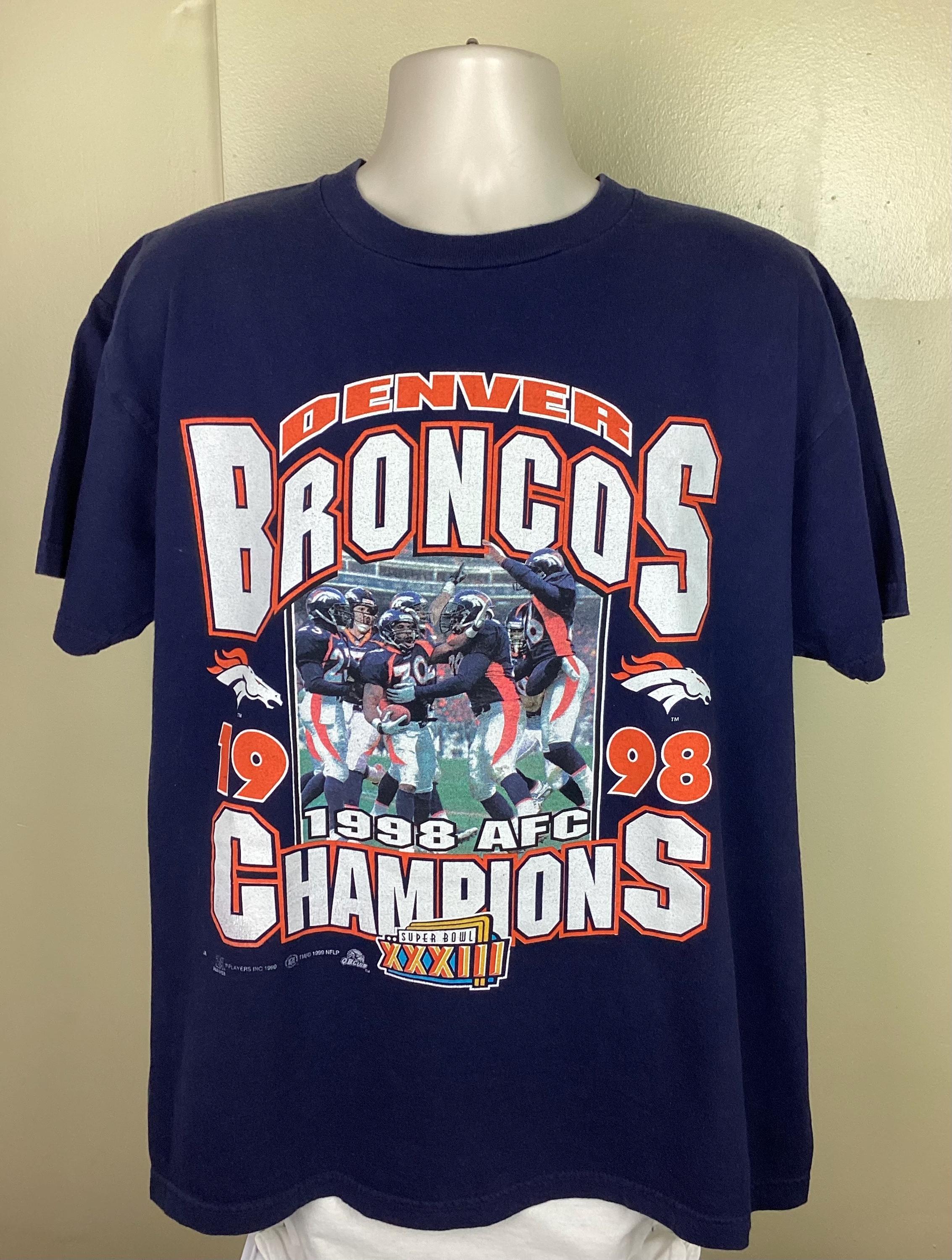 Vtg 1998 Denver Broncos AFC Champions T-shirt Blue 90s L 1999