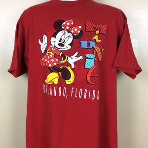 Vtg 90s Minnie Mouse Orlando Florida T-Shirt Red XL Mickey Unlimited Walt Disney World image 2