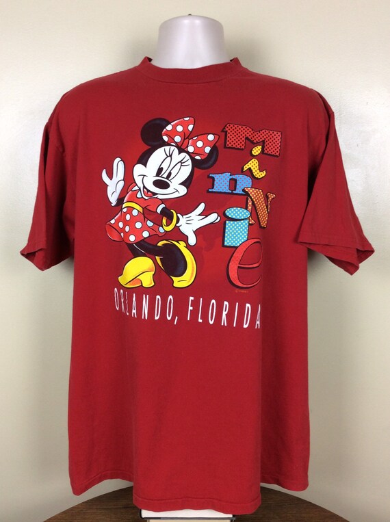 Vtg 90s Minnie Mouse Orlando Florida T-Shirt Red … - image 2