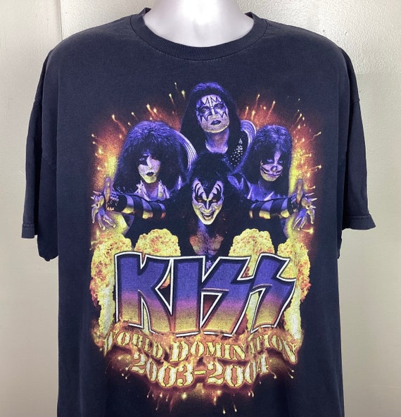 Vtg 2003 Kiss Concert T shirt Black XXL Y2K 2004 Classic Glam Rock Band World Domination Tour 2XL Etsy