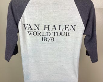 Vtg 1979 Van Halen World Tour Raglan Jersey Style Concert T-shirt