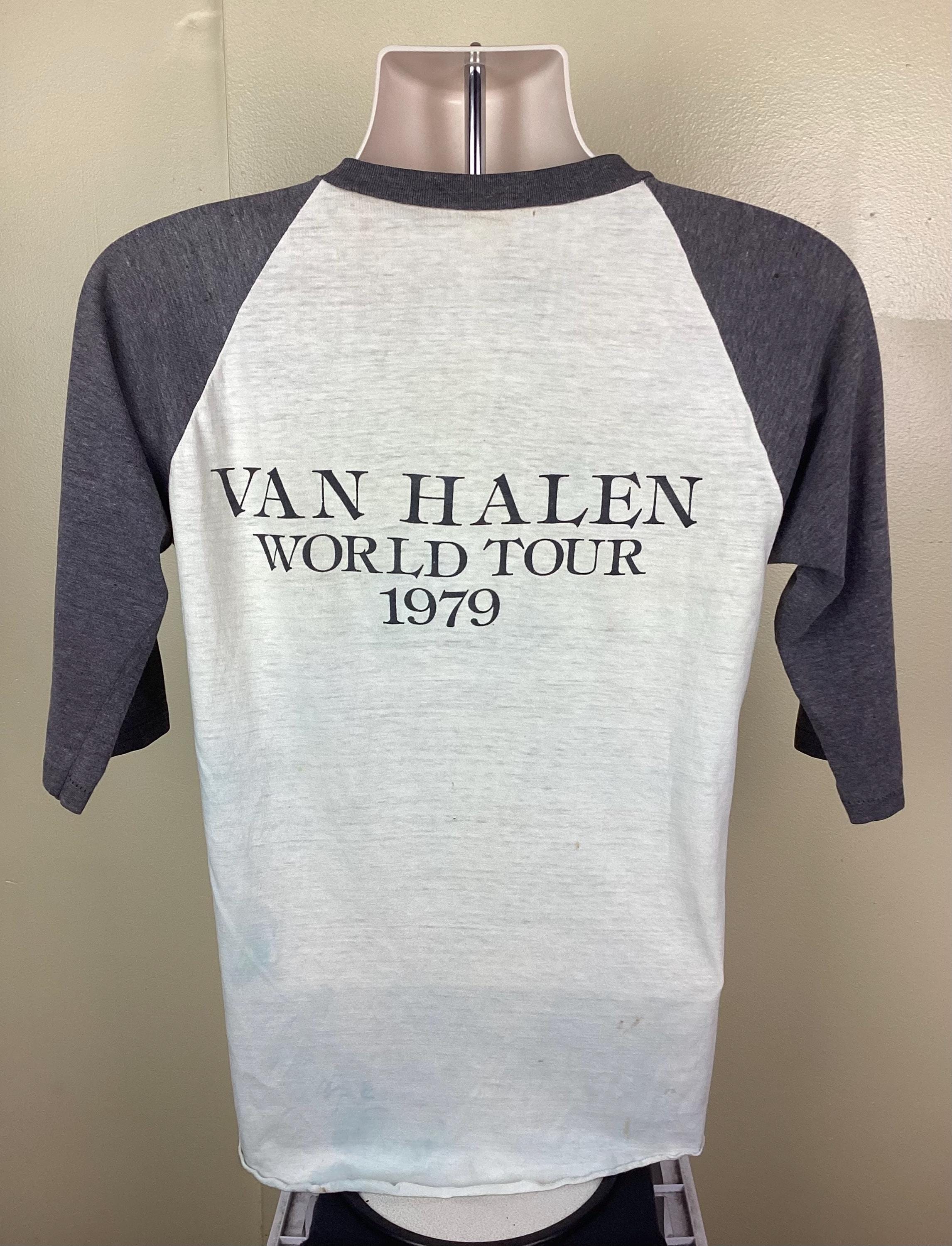 Vtg 1979 Van Halen World Tour Raglan Jersey Style Concert T-shirt