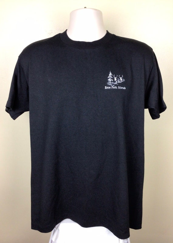 Vtg 80s Estes Park Colorado T-Shirt Black L Hanes… - image 2