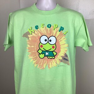Vtg 1998 Sanrio Keroppi T-Shirt Green L 90s Japanese Animation Character Anime Japan Single Stitch Hello Kitty image 1