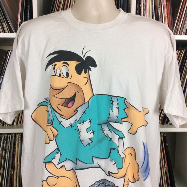 Vtg 1993 Fred Flintstone Soccer T-Shirt White XL 90s Flintstones Cartoon Animation Sports