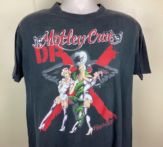 Vtg 1989 Motley Crue Dr Feelgood Concert T-shirt Faded Black XL