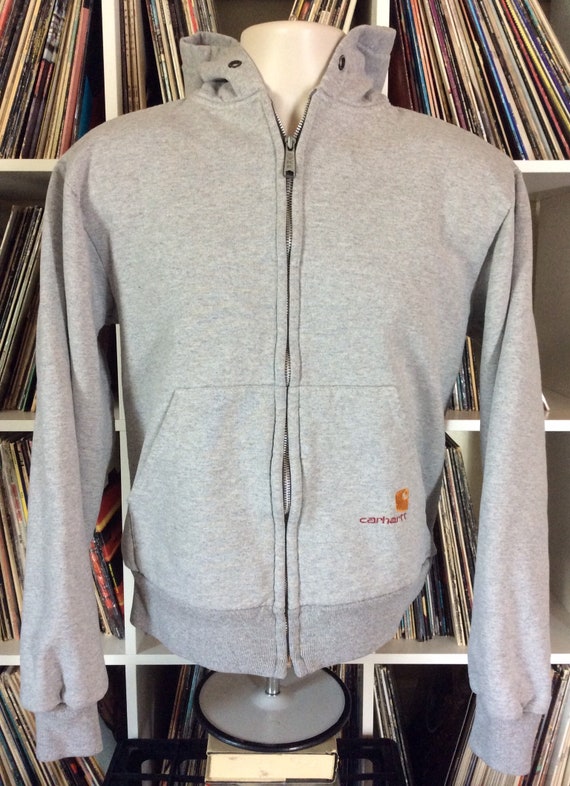 Vtg 90s Carhartt Heather Gray Hooded Sweatshirt Ja