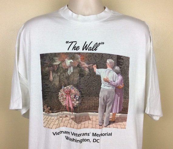 Vtg 80s Vietnam War Memorial T-Shirt White XXL/XX… - image 1