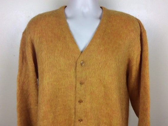 Vtg 60s Prince Marc Mohair Cardigan Sweater XL Go… - image 1