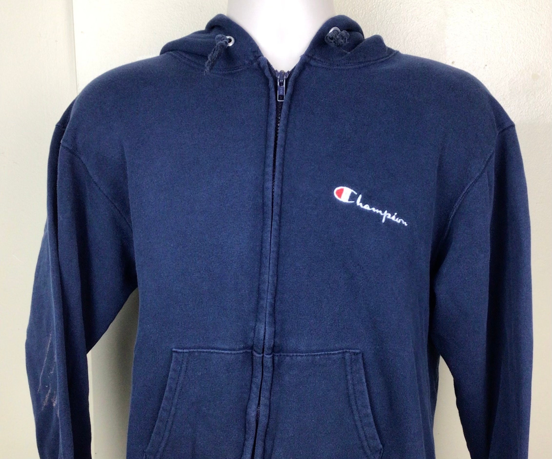 Vtg 90s Champion Navy Blue Full Zip Hooded Sweatshirt M/L Vtg 90s Champion Navy Blue Full Zip Hooded Sweatshirt M/L