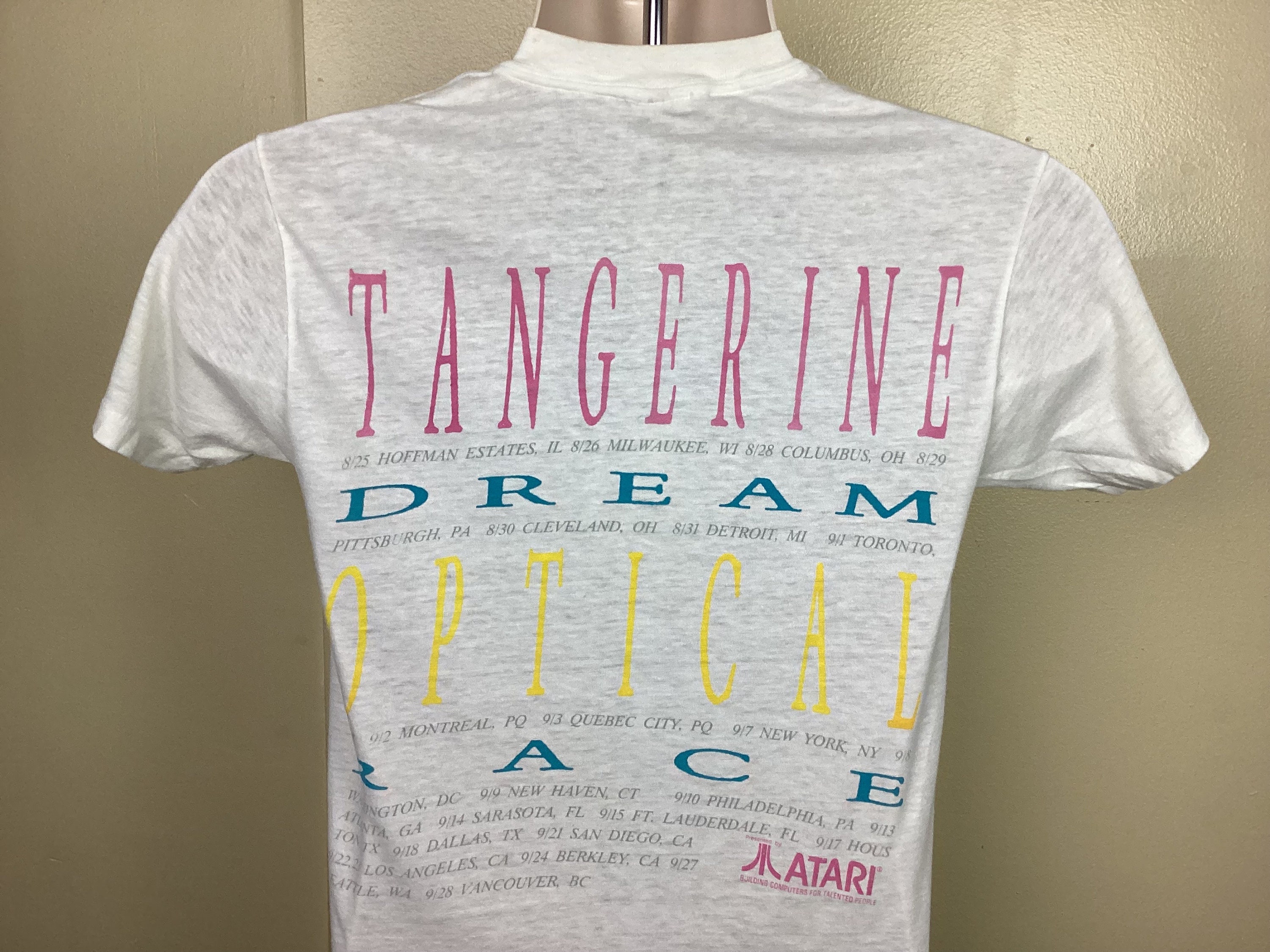 Vtg 1988 Tangerine Dream Optical Race Concert T-shirt White Vtg 1988 Tangerine Dream Optical Race Concert T-shirt White