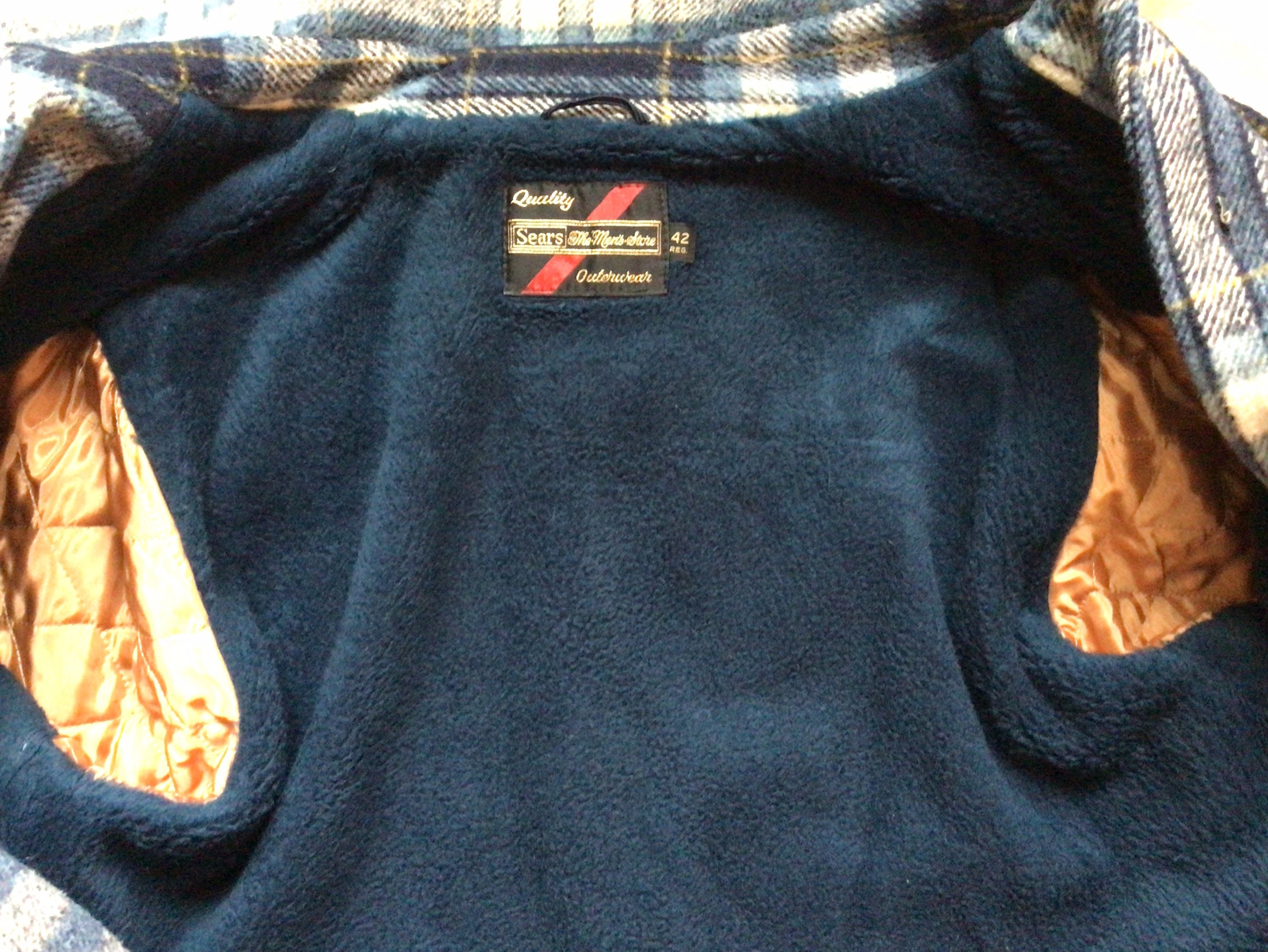 Vtg 70s 80s Sears Men's Store Flannel Lined Jacket Blue 42