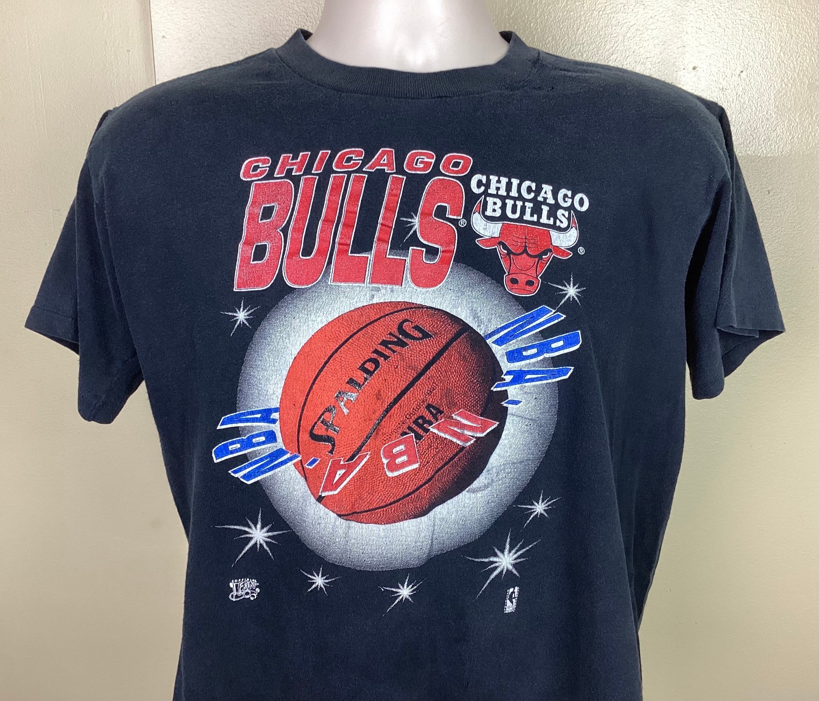Vtg 80s 90s Chicago Bulls T-shirt Black M/L Single Stitch