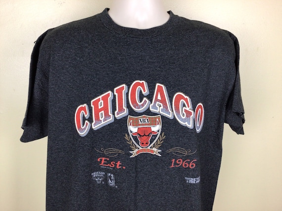 Vtg 1992 Trench Chicago Bulls T-Shirt Charcoal Gr… - image 1