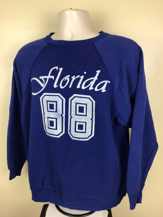 Vtg 1988 Florida Raglan Crewneck Sweatshirt Blue … - image 4