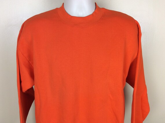 Vtg 90s Fruit Of The Loom Orange Sweatshirt L Pla… - image 1