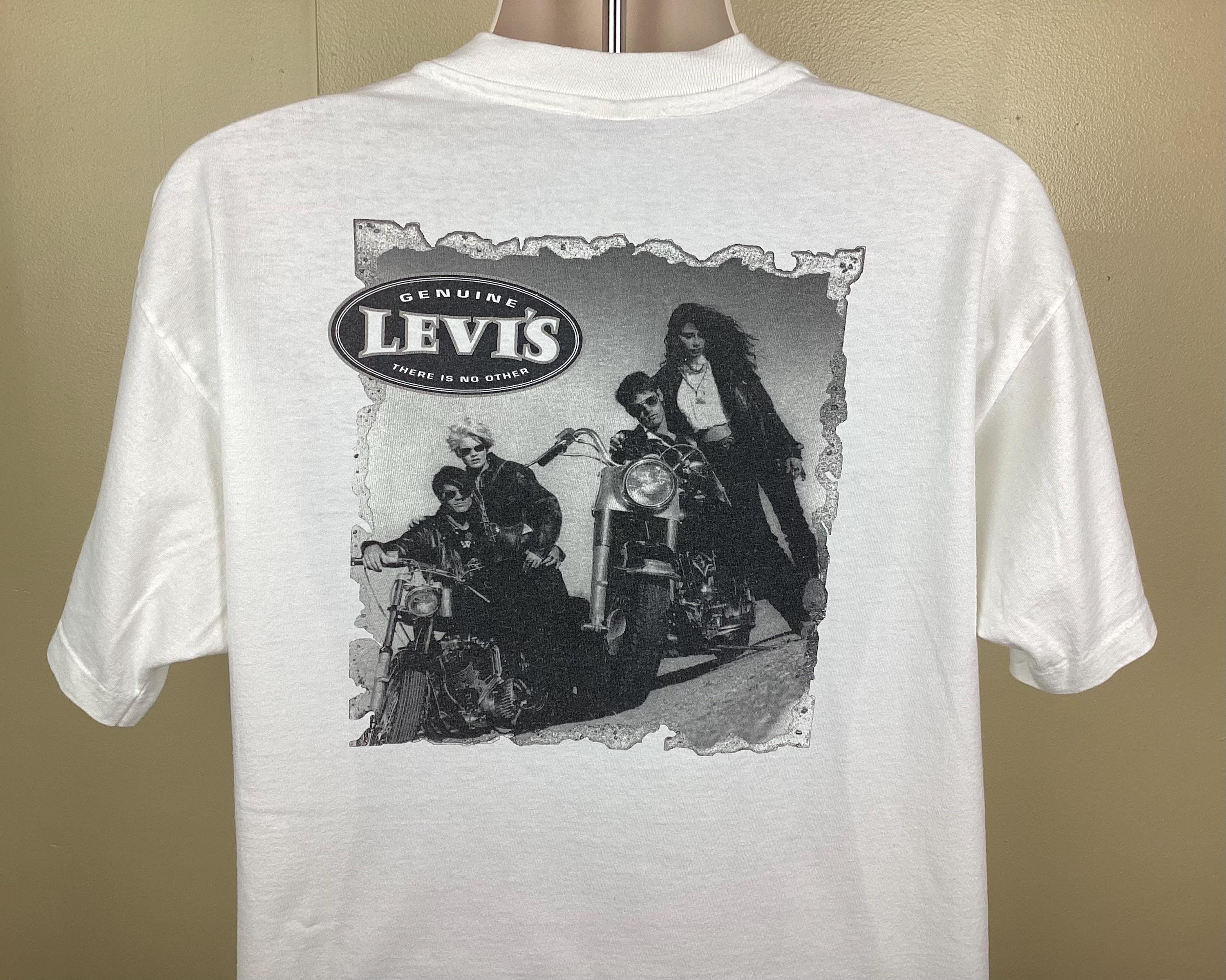 Vtg 90s Levi's T-shirt White L Single Stitch Double Sided Made in