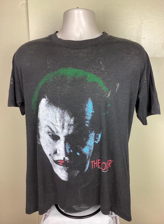 Vtg 1989 Batman Jack Nicholson Joker T-shirt Black L 80s Movie DC