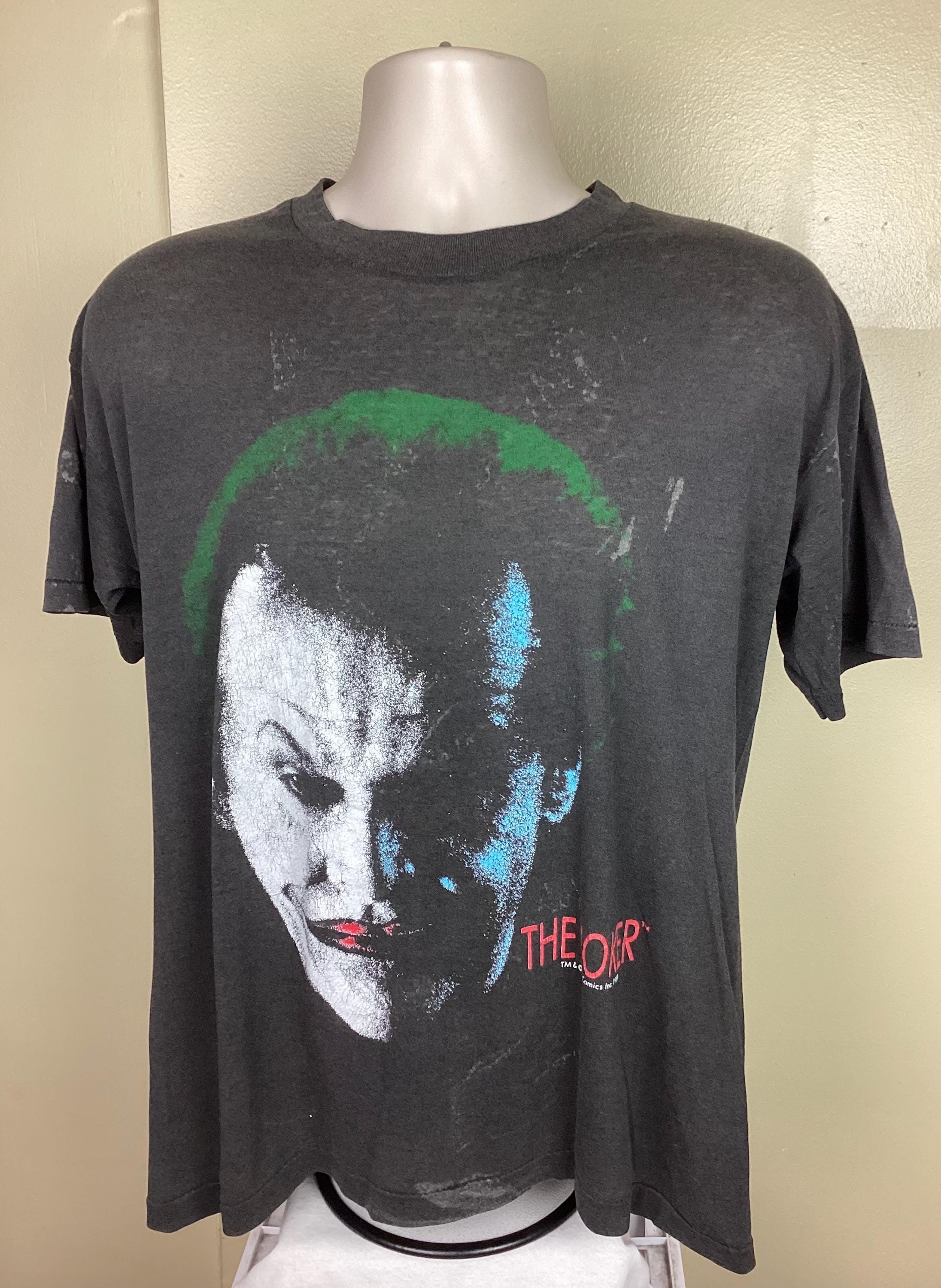 Vtg 1989 Batman Jack Nicholson Joker T-shirt Black L 80s Movie DC