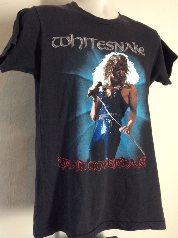 Vtg 1987 Whitesnake David Coverdale Concert T-shirt Black M/L 80s