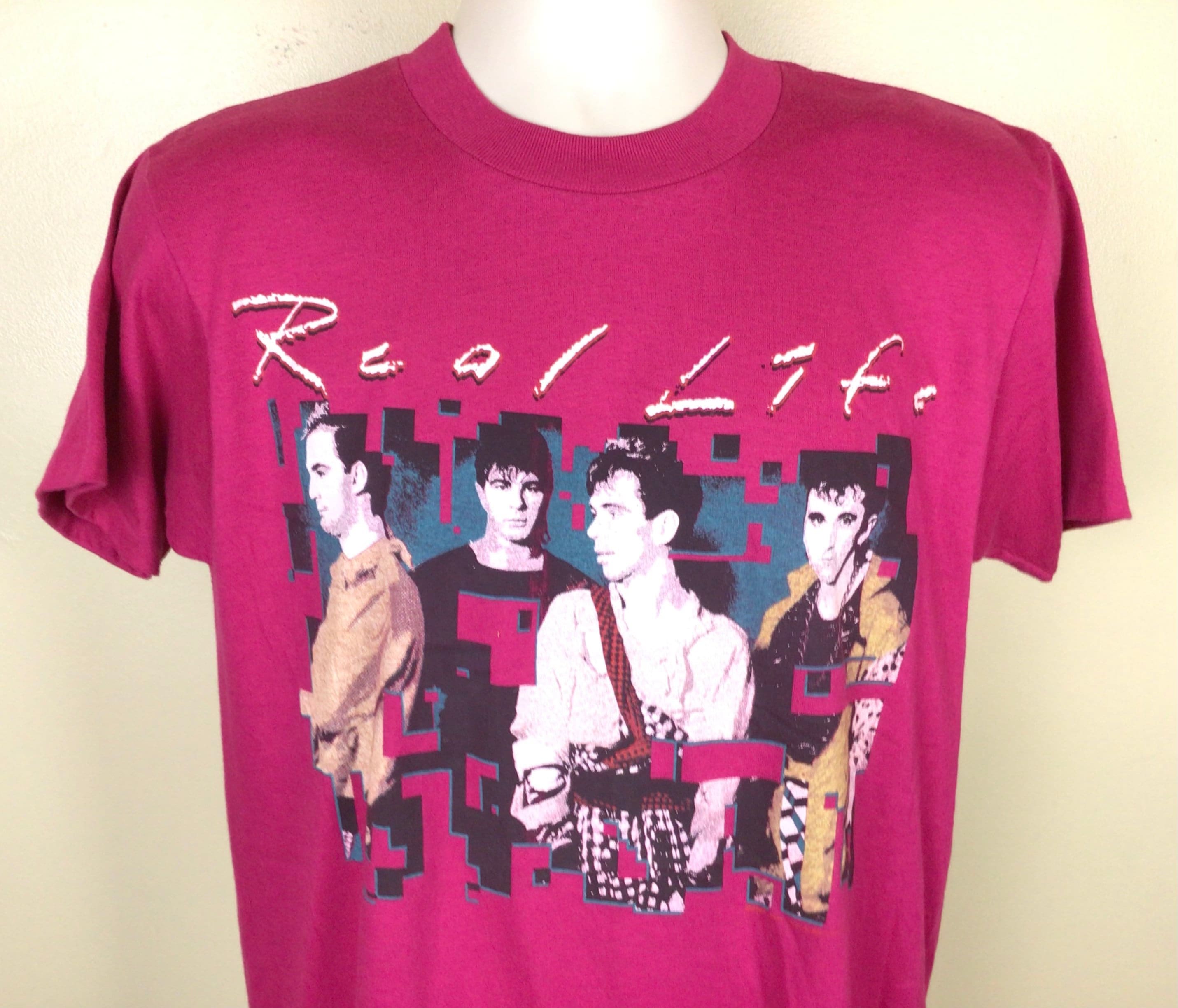 Vtg 1984 Real Life Concert T-shirt Pink M 80s New Wave Rock